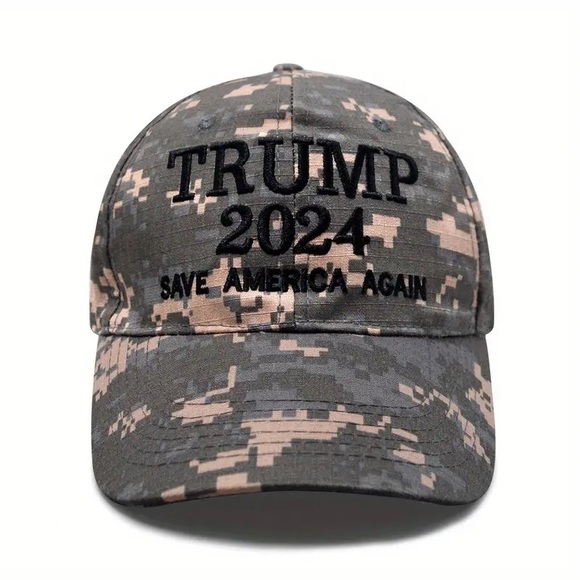 “Trump 2024 Save America Again” Embroidered American Flag Unisex Camo Hat! - Picture 14 of 14
